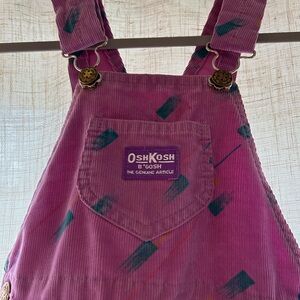 OshKosh B'gosh Magenta Corduroy Overalls with Teal Brushstrokes